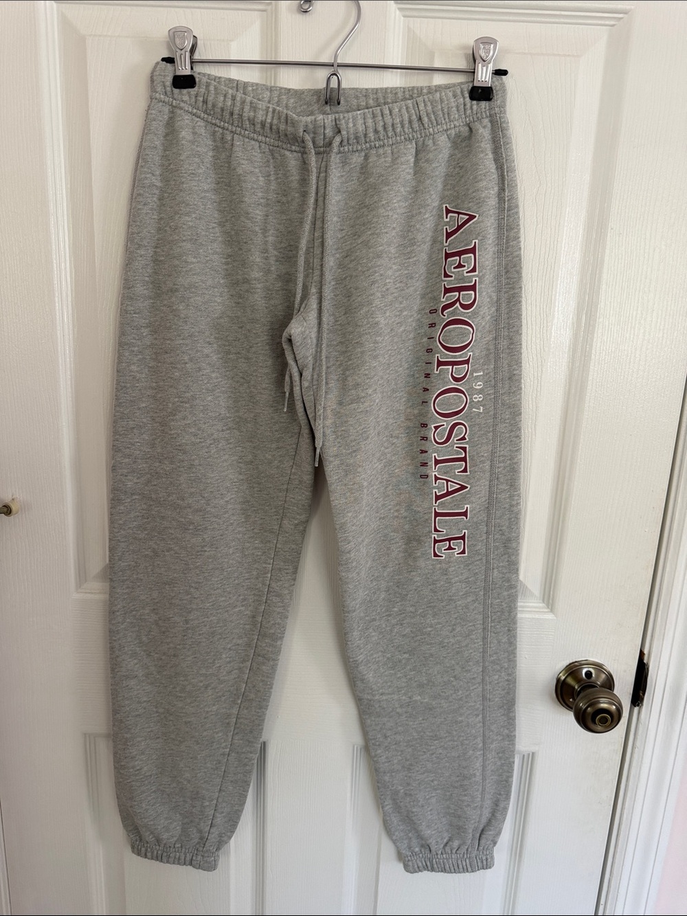Aeropostale Light Gray Sweatpants with Maroon Logo